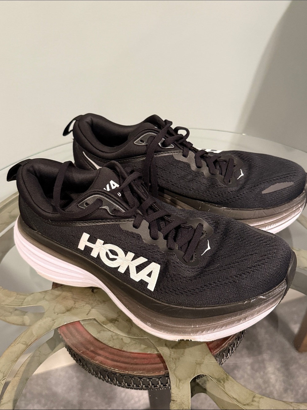 Hoka Women's Bondi 8, size 8, Black and White, GUC